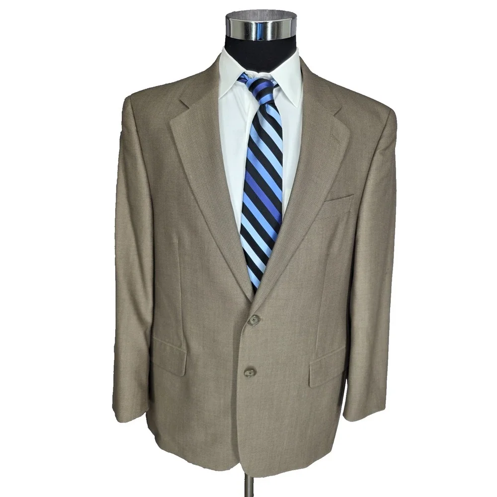 Paul Dione 2 Piece Suit Mens 43R Brown Wool Blazer Jacket 36x30 Pants Cuffed‎ *